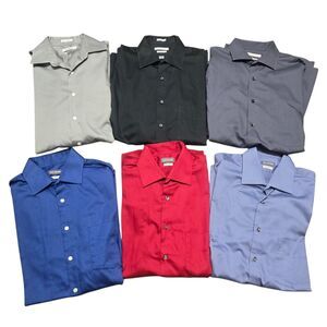 Van Heusen Dress Shirts Lot Of 6 Mens 15 1/2 32/33 Fitted Gray Black Blue Maroon